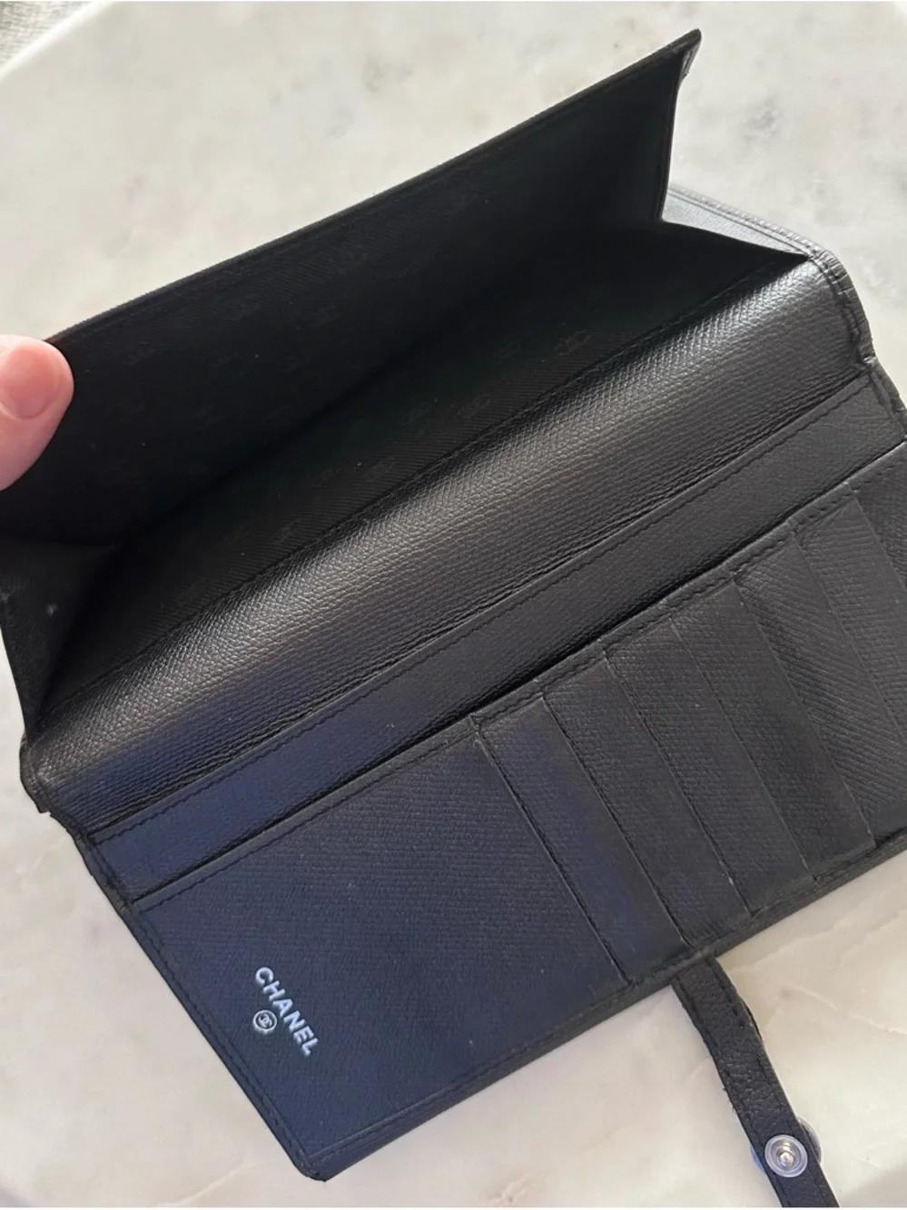 CHANEL Black Caviar Leather Long Wallet with CC Button - Picture 5 of 10